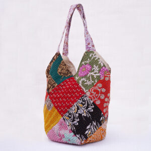 Recycled sari patchwork tote bag
